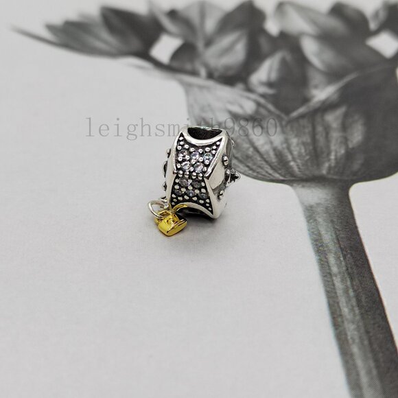 Pandora Two-Tone Heart & Lock Charm - Picture 5 of 6